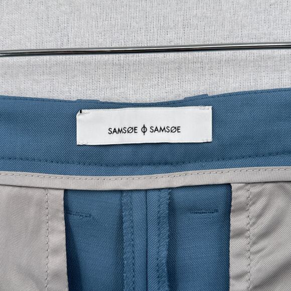 SAMSOE Pants Womens Small Blue Wool Blend Slim Tapered Trousers Pockets Career - Picture 7 of 14